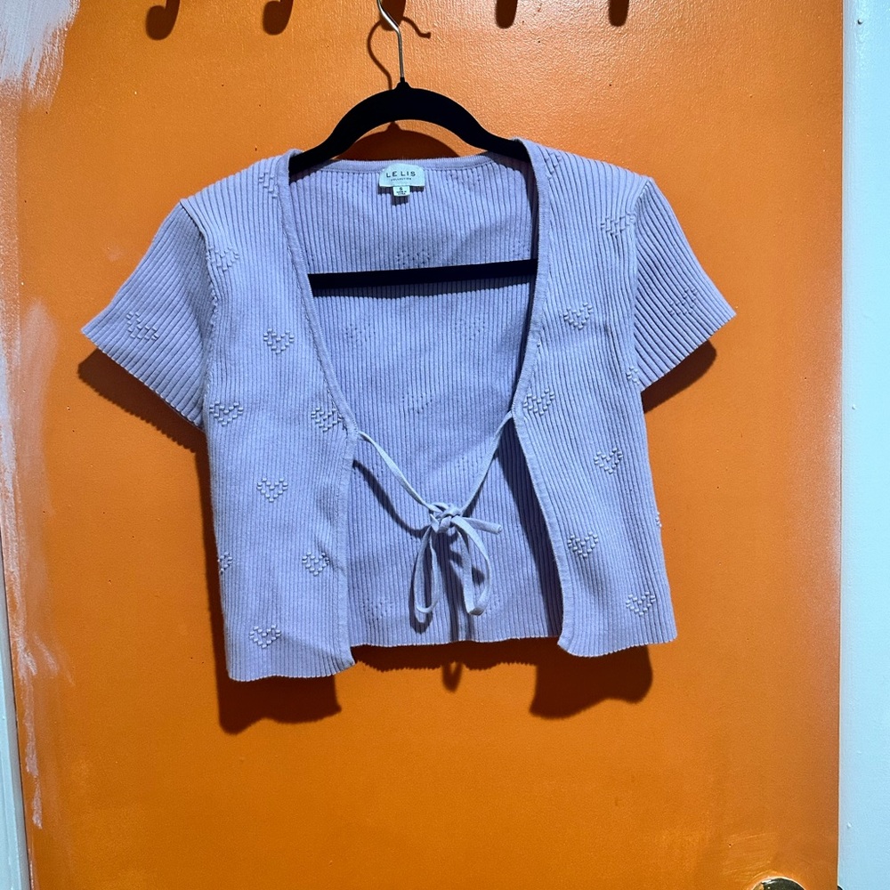 Le Lis Light Purple Tie-Front Crop Top